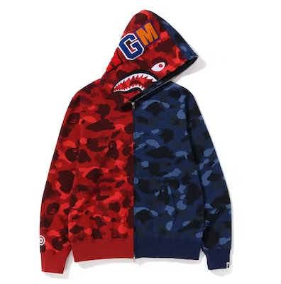 EM Sneakers BAPE Color Camo Shark Full Zip Hoodie (FW22) Red Navy