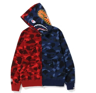 EM Sneakers BAPE Color Camo Shark Full Zip Hoodie (FW22) Red Navy