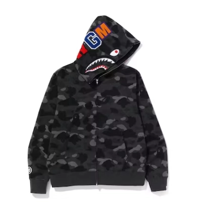 EM Sneakers BAPE Color Camo Shark Full Zip Hoodie (SS23) Black 02