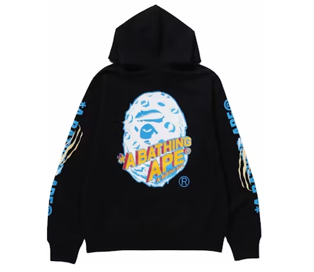 EM Sneakers BAPE Moon Ape Head Pullover Hoodie Black