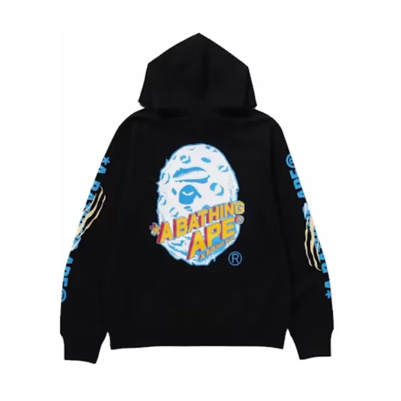 EM Sneakers BAPE Moon Ape Head Pullover Hoodie Black