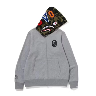 EM Sneakers BAPE x OVO Shark Full Zip Hoodie Grey 02