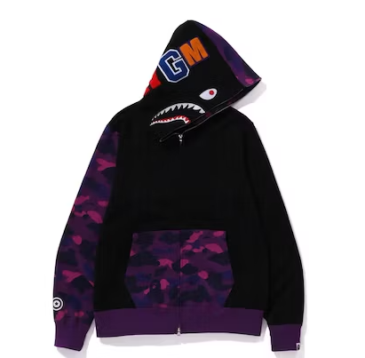 EM Sneakers BAPE Color Camo Shark Full Zip Hoodie (FW23) Purple