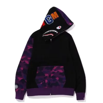 EMSneakers BAPE Color Camo Shark Full Zip Hoodie (FW23) Purple 02