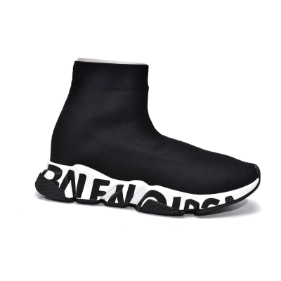 EM Sneakers Balenciaga Speed Graffiti Trainers Black White 02