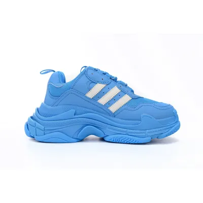 EM Sneakers Balenciaga Triple S × Adidas Blue and White Bars 02