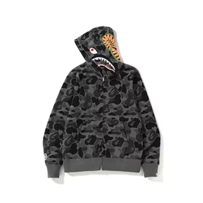 EM Sneakers BAPE Color Camo Shark Full Zip Hoodie Black 01