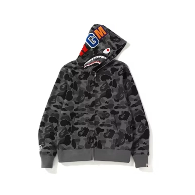 EM Sneakers BAPE Color Camo Shark Full Zip Hoodie Black 02