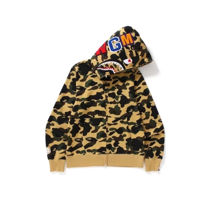 EM Sneakers BAPE 1st Camo Shark Full Zip Hoodie Yellow 02