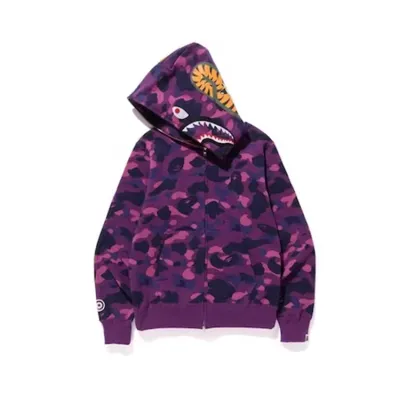 EMSneakers BAPE Color Camo Shark Full Zip Hoodie Purple 01