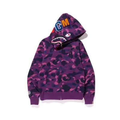 EMSneakers BAPE Color Camo Shark Full Zip Hoodie Purple 02
