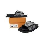 EM Sneakers Louis Vuitton Miami Mules Black and Gray Print