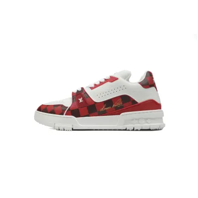 EM Sneakers Louis Vuitton Trainer Checkerboard Red 01