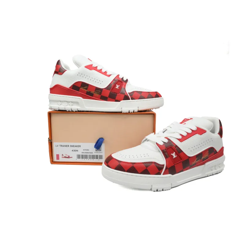 EM Sneakers Louis Vuitton Trainer Checkerboard Red