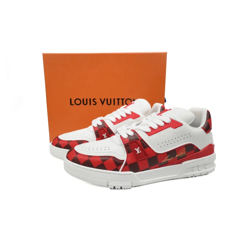 EM Sneakers Louis Vuitton Trainer Checkerboard Red