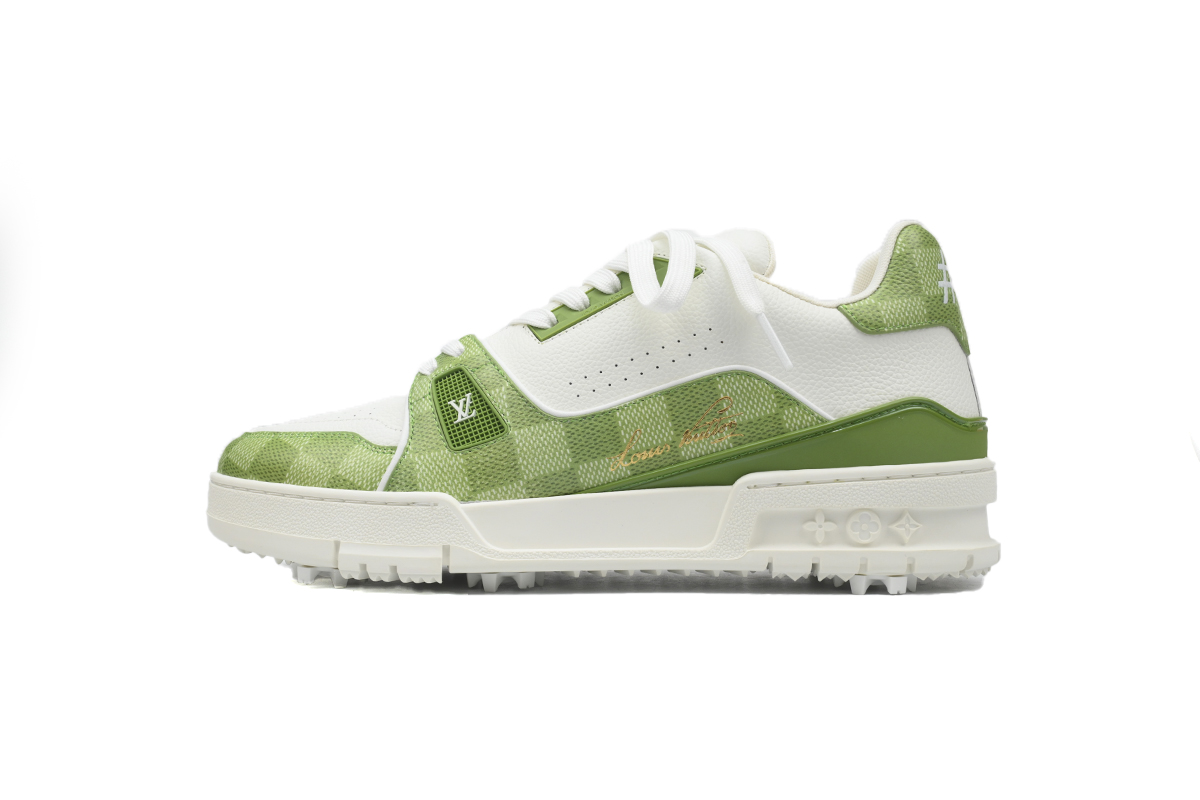EM Sneakers Louis Vuitton Trainer Green Checkerboard