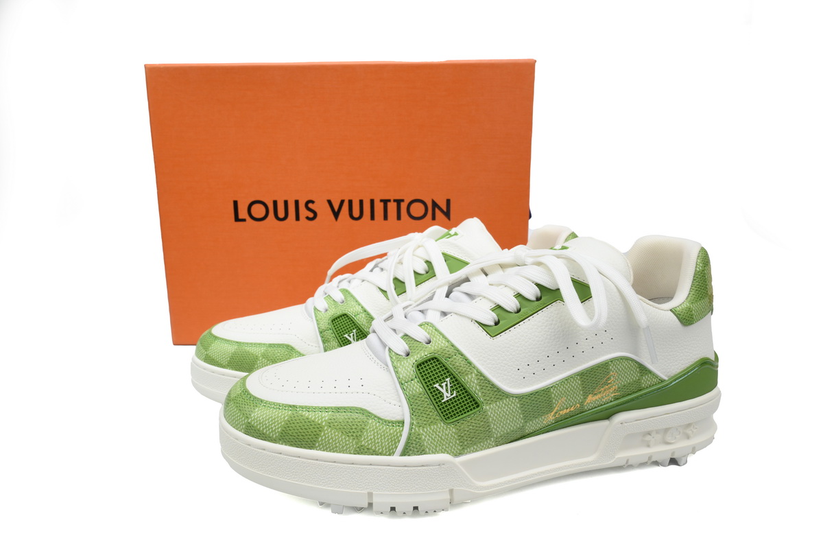 EM Sneakers Louis Vuitton Trainer Green Checkerboard