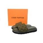 EM Sneakers Louis Vuitton Velcro Flip Flops Army Green Embossed