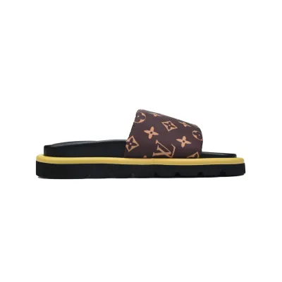 EM Sneakers Louis Vuitton Velcro Flip Flops Brown Yellow Label 02