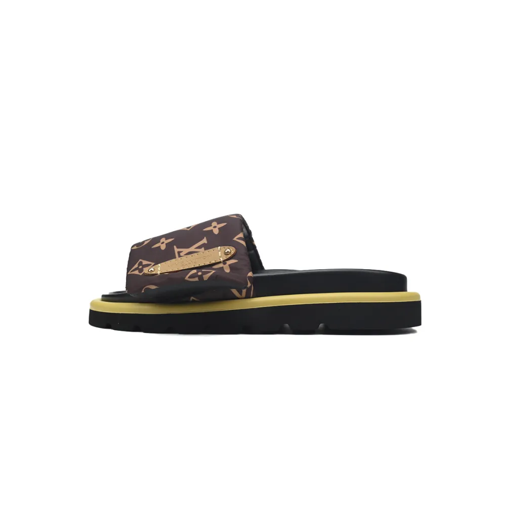 EM Sneakers Louis Vuitton Velcro Flip Flops Brown Yellow Label