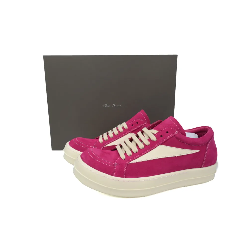 EM Sneakers Rick Owens Edfu Vintage Sneaks Velour Suede Hot Pink Milk White