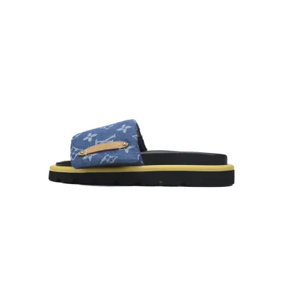 EM Sneakers Louis Vuitton Velcro flip flops dark blue denim 01