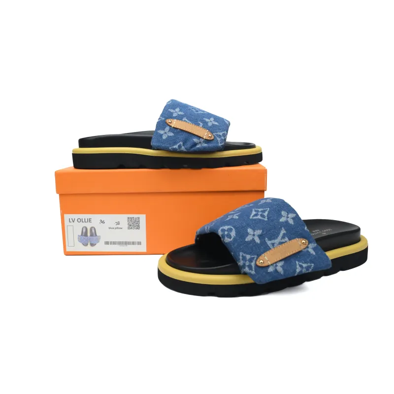 EM Sneakers Louis Vuitton Velcro flip flops dark blue denim