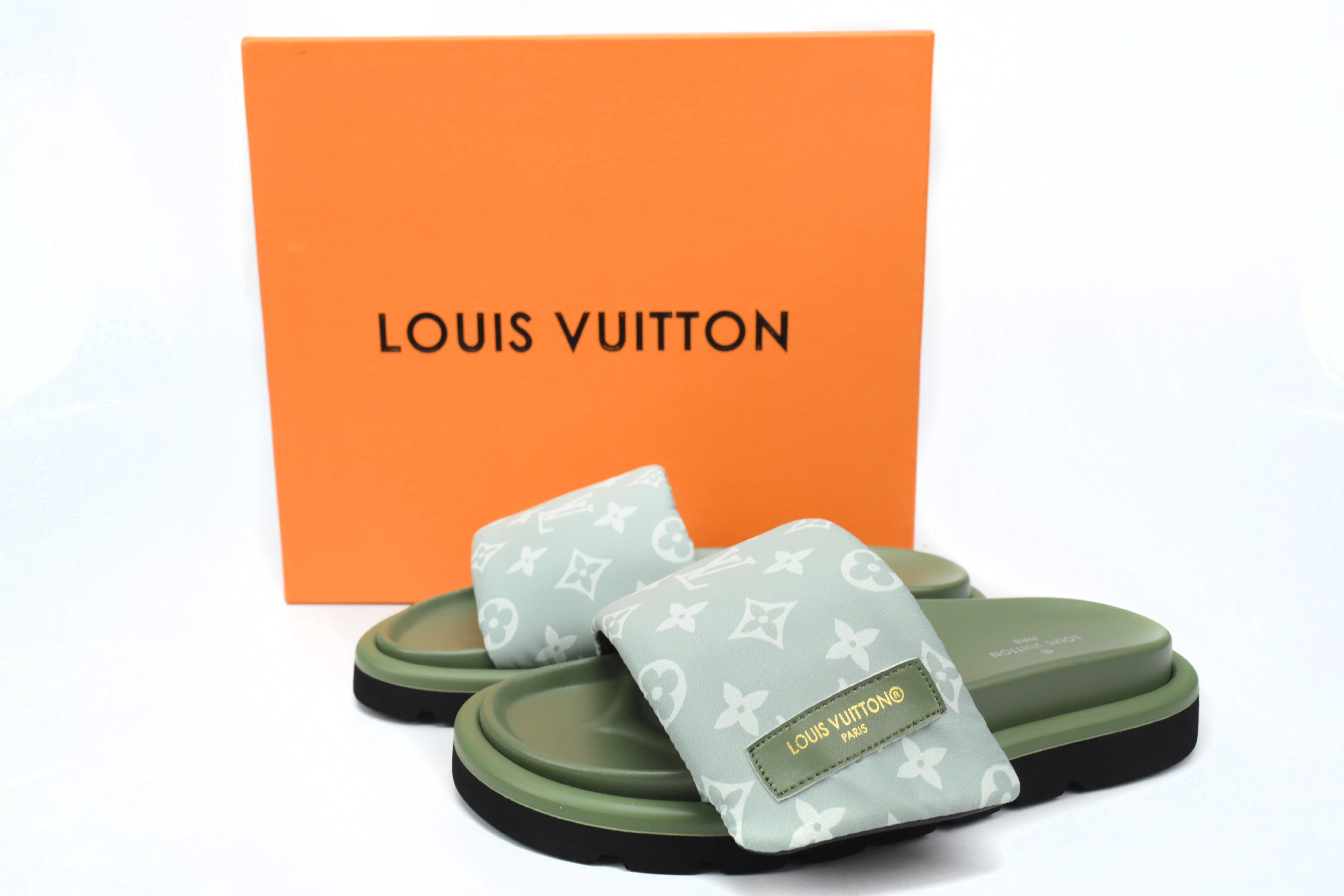 EM Sneakers  Louis Vuitton Pool Pillow Comfort Mules Light Green Denim
