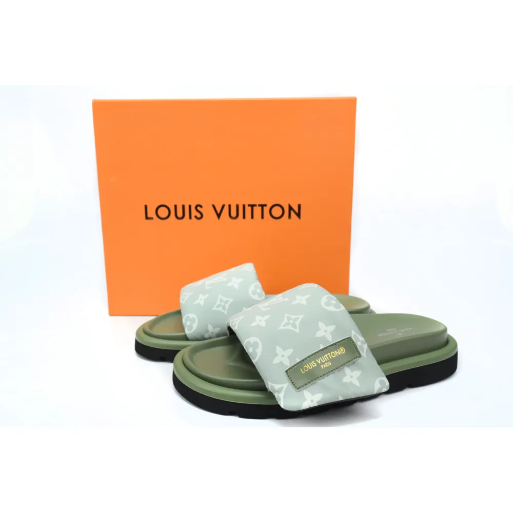 EM Sneakers Louis Vuitton Velcro Flip Flops Light green denim