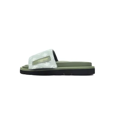 EM Sneakers Louis Vuitton Velcro Flip Flops Light green denim 01