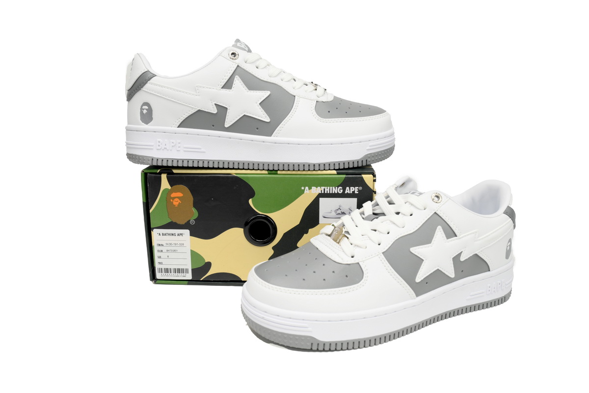 EM Sneakers A Bathing Ape Bape Sta Low Grey White