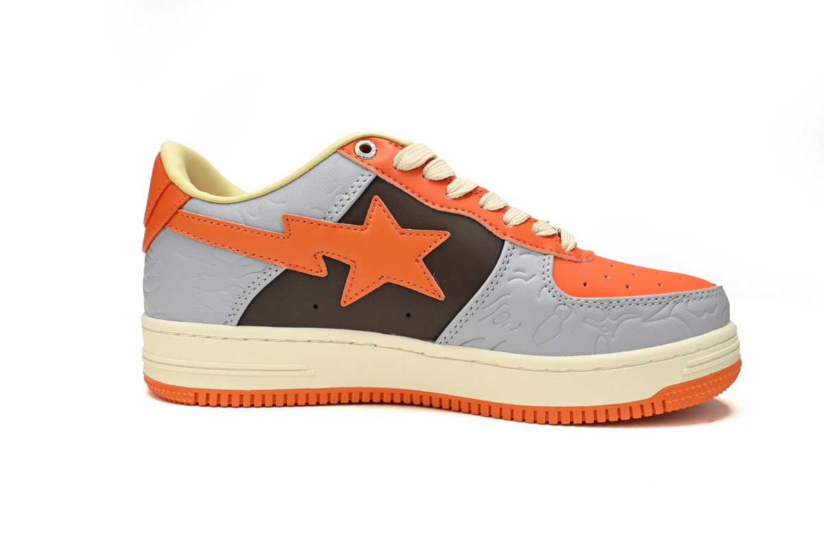 EM Sneakers A Bathing Ape Bape Sta Low Grey Orange Red