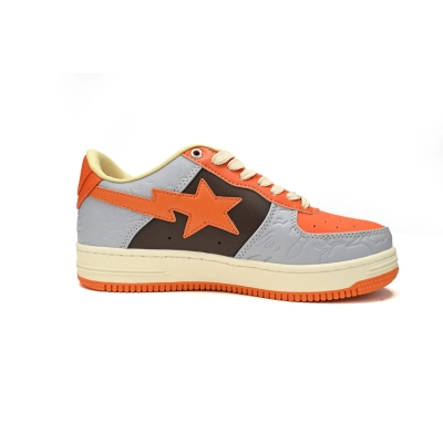 EM Sneakers A Bathing Ape Bape Sta Low Grey Orange Red 02
