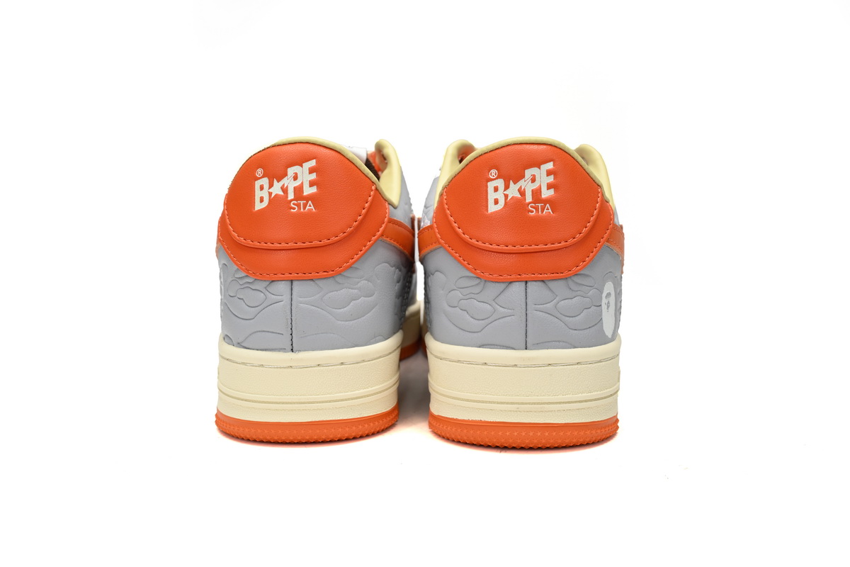 EM Sneakers A Bathing Ape Bape Sta Low Grey Orange Red