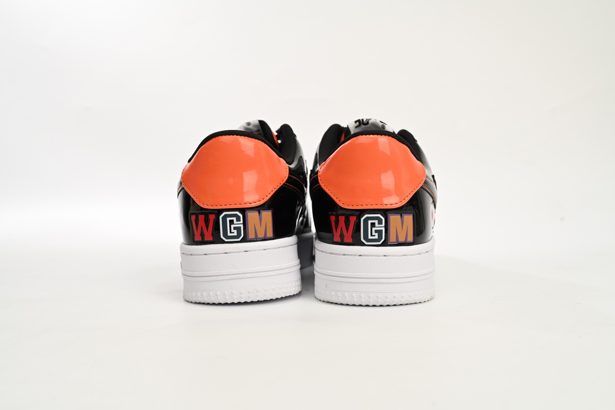 EM Sneakers A Bathing Ape Bape Sta Low Mad Shark Black Orange