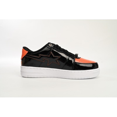 EM Sneakers A Bathing Ape Bape Sta Low Mad Shark Black Orange 02