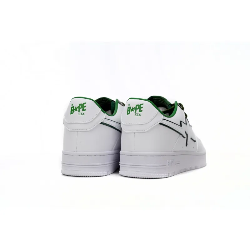 EM Sneakers A Bathing Ape Bape Sta Patent Leather White Green