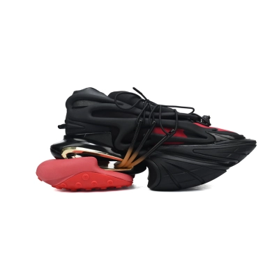 EM Sneakers Balmain Unicorn Low-Top Black Red 02