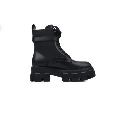 EM Sneakers Prada Monolith 60mm Pouch Ankle Boots Black Brushed Leather And Nylon 02