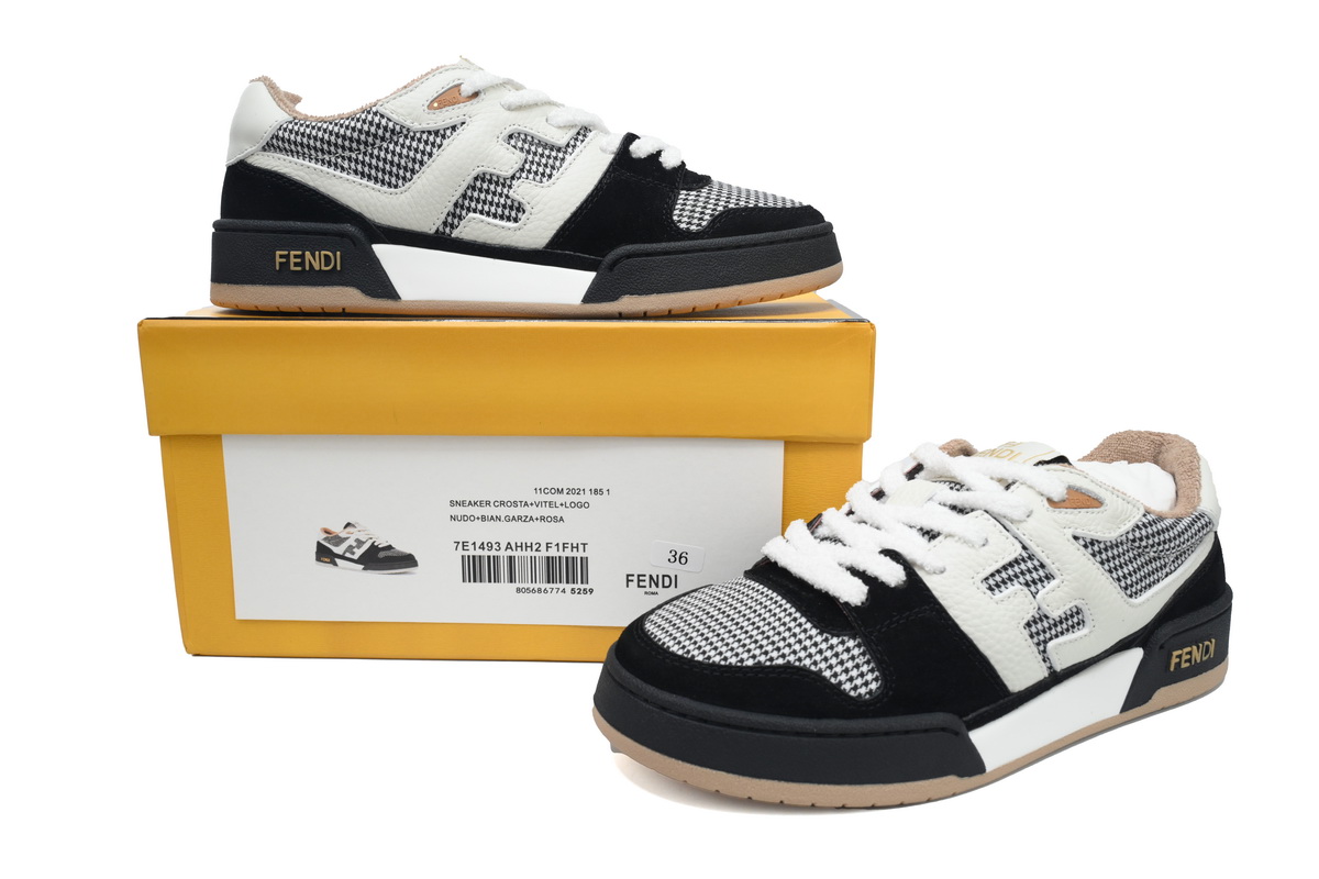 EM Sneakers Fendi Match Black White Brown 