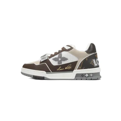 EM Sneakers Louis Vuitton LV Trainer Moka Brown Monogram Flower 01