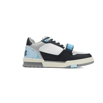 EM Sneakers Louis Vuitton LV Trainer Monogram Strap Black and Blue 02