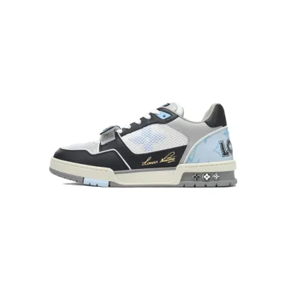 EM Sneakers Louis Vuitton LV Trainer Monogram strap Black and Blue 01