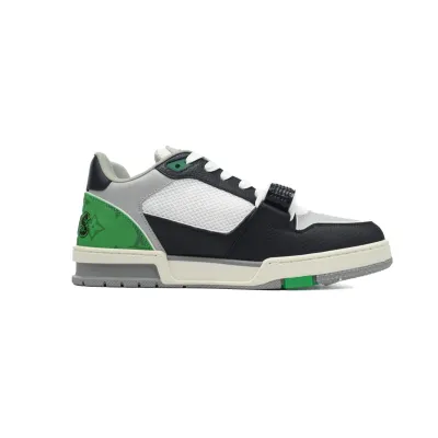 EM Sneakers Louis Vuitton LV Trainer Monogram strap Black White Green 02