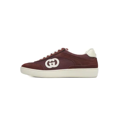 EM Sneakers Gucci Interlocking Red White Suede 01