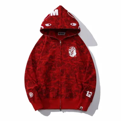EM Sneakers  BAPE Camo Shark Hoodie Red 01