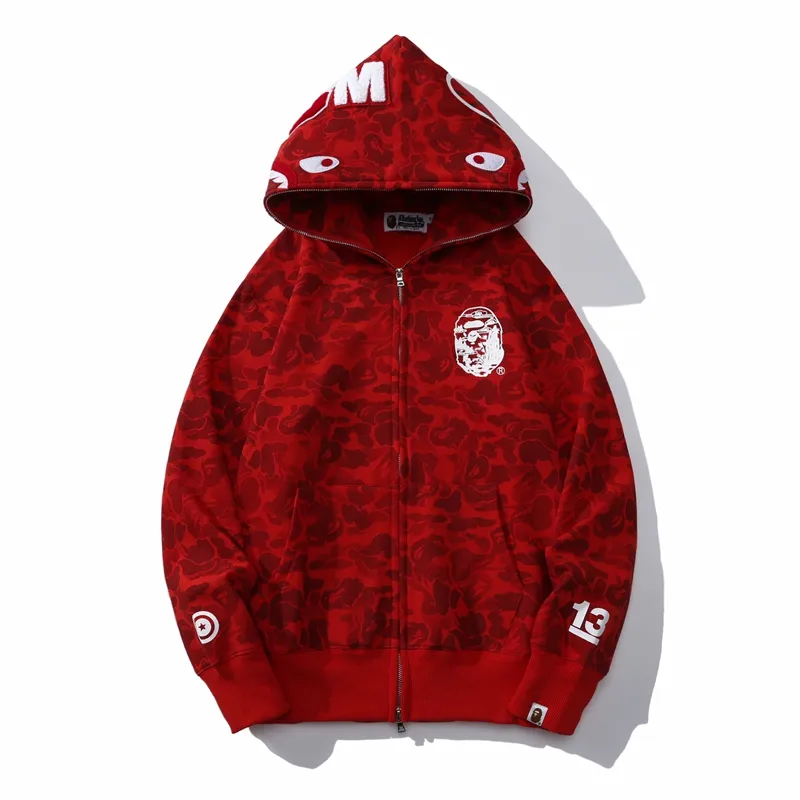 EM Sneakers  BAPE Camo Shark Hoodie Red