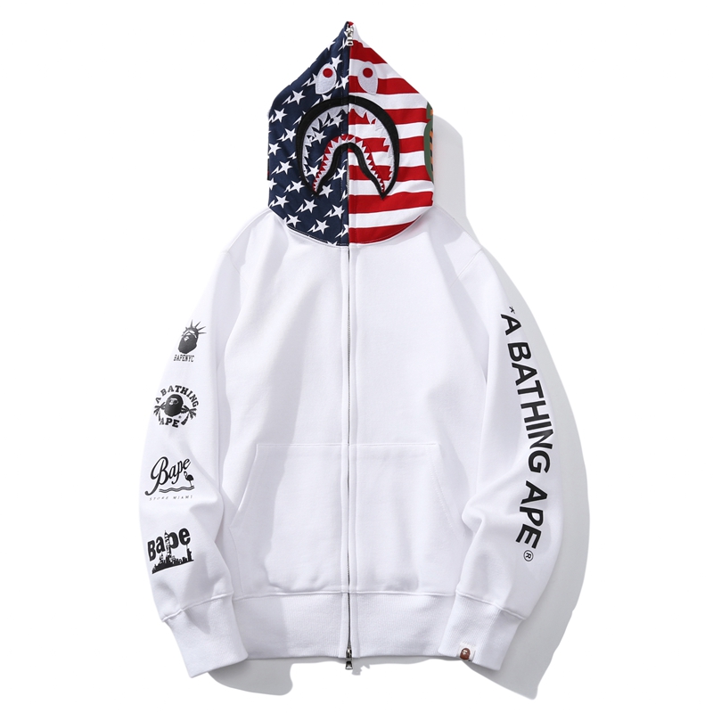 EM Sneakers BAPE Hoodie American Flag Black & White
