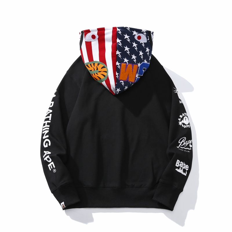EM Sneakers BAPE Hoodie American Flag Black & White