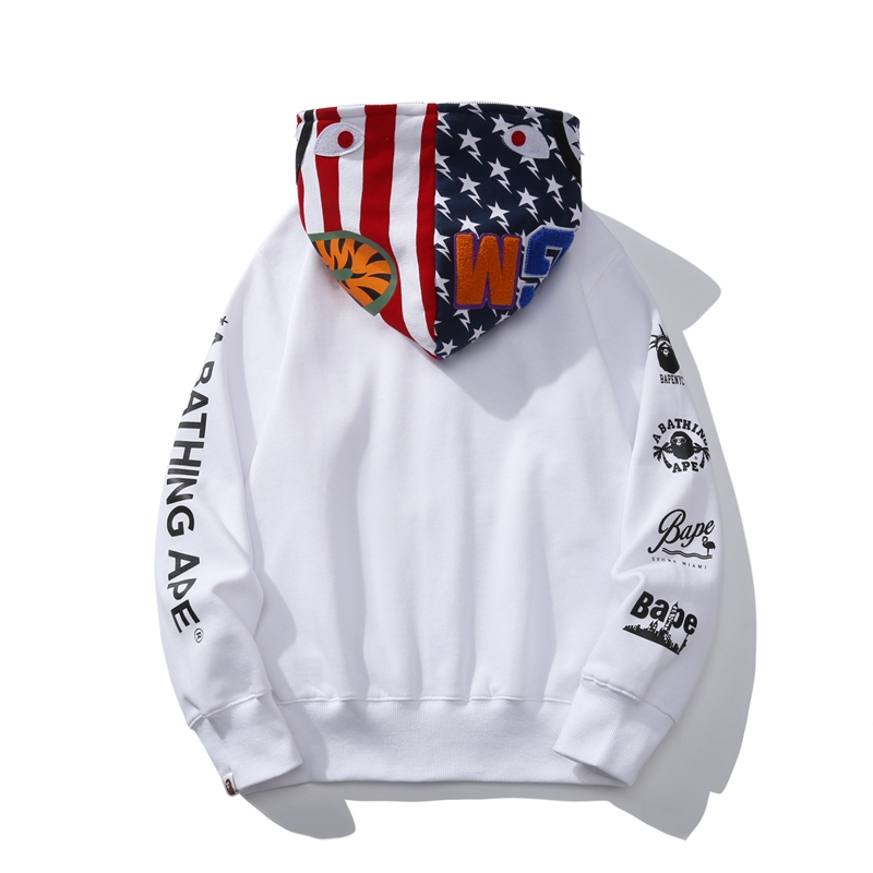 EM Sneakers BAPE Hoodie American Flag Black & White